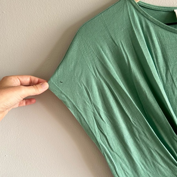 ba&sh Tisha Draped T-Shirt Dress | Green | Size XS, US 2 - Picture 15 of 16